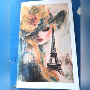 3 for 25$ , Elegant Parisian Greeting Card with Eiffel Tower - Handmade Drawing